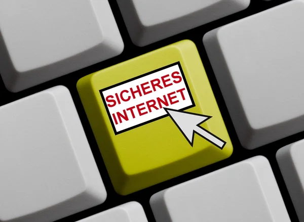 Gele toetsenbord - veiligheid online Duits — Stockfoto