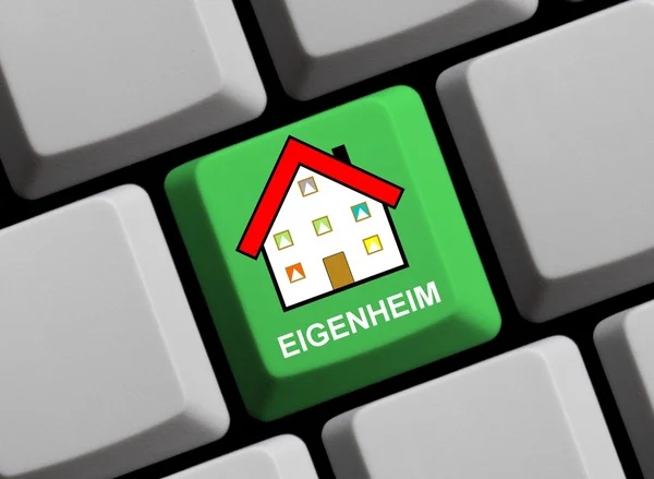Zielony klawiatury - niemiecki online House — Zdjęcie stockowe