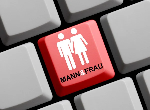 Computer tastiera uomo e donna tedesco — Foto Stock