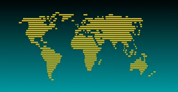世界地图绿色黄金 — 图库照片