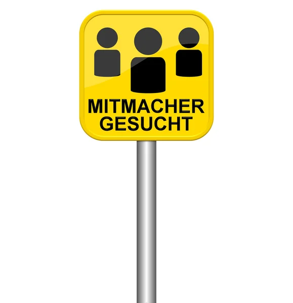 Yellow sign showing Contributers wanted in german language — Stock Photo, Image