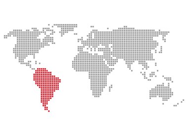 Piksel dünya haritası Güney Amerika