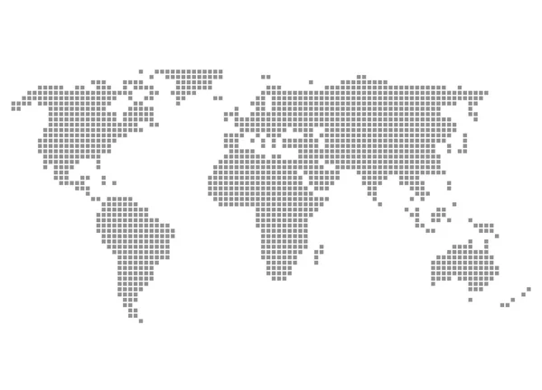 像素的世界地图灰色 — 图库照片