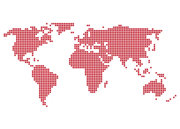 Pixel Mapa do mundo vermelho — Fotografia de Stock