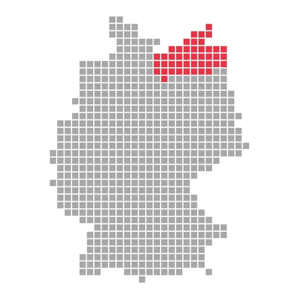 Pixelkarte deutschland - bundesland mecklenburg-vorpommern — Stockfoto