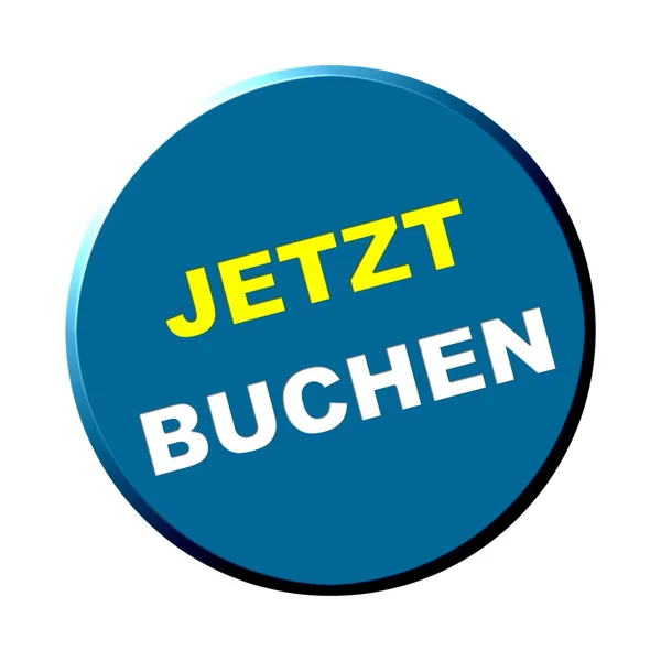 Round Button Book now german — Stock Photo, Image