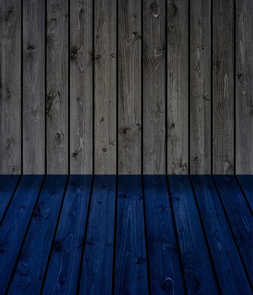 Chambre avec parquet bleu et mur — Photo