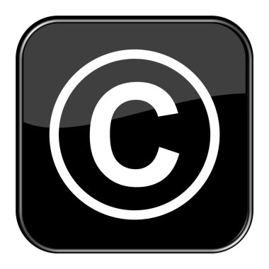Siyah telif hakkı gösterilen düğme