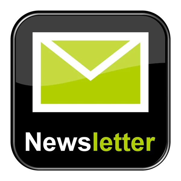 Pulsante nero che mostra Newsletter verde — Foto Stock