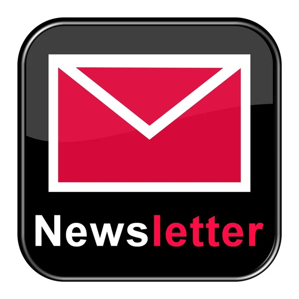 Pulsante nero che mostra Newsletter rosso — Foto Stock