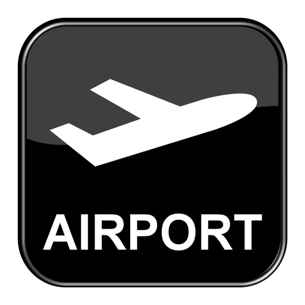 Lesklé černé tlačítko letiště — Stock fotografie