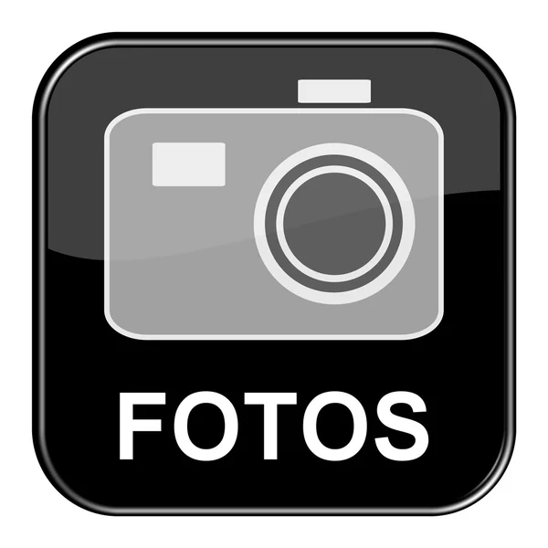 Glanzende zwarte knop Photos-Duits — Stockfoto