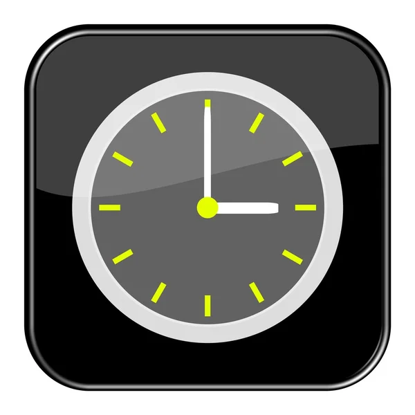 Black button with clock 3 o'clock — Stock Photo, Image