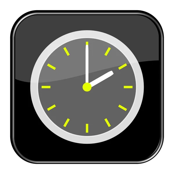 Botón negro con reloj 12: 00 — Foto de Stock