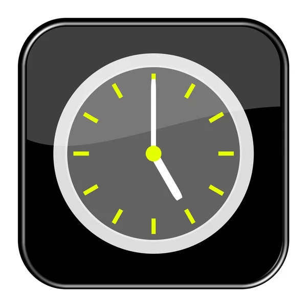 Black button with clock 5 o'clock — Stock Photo, Image