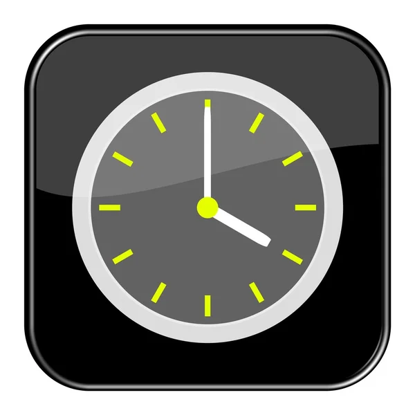 Black button with clock 4 o'clock — Stock Photo, Image