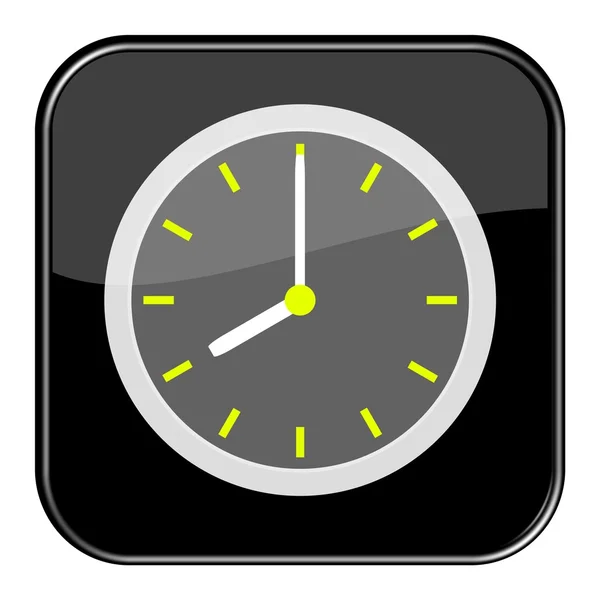 Black button with clock 8 o'clock — Stock Photo, Image