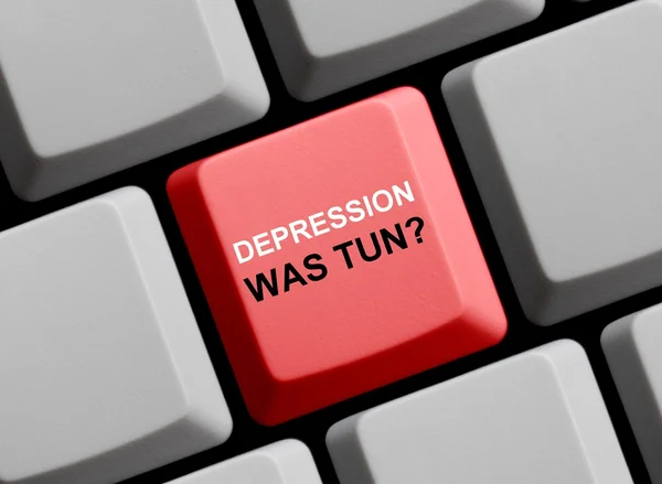 Depressão teclado vermelho o que fazer alemão — Fotografia de Stock