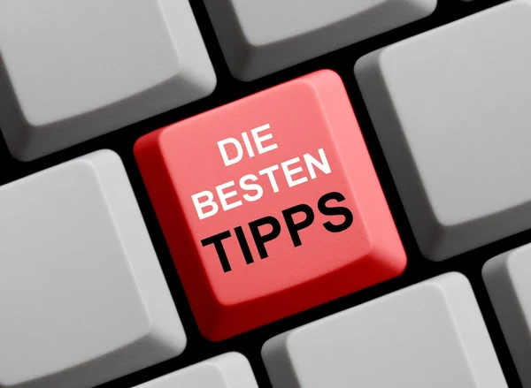 Rote Tastatur die besten Tipps deutsch — Stockfoto