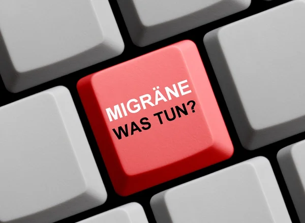 Red Keyboard migraine what to to german — Stock Photo, Image