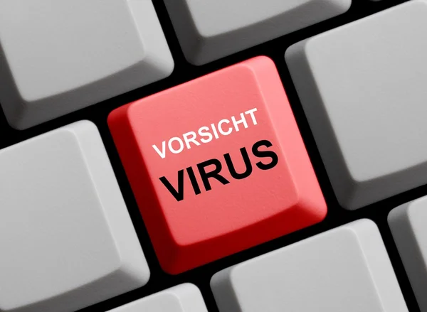 Röd tangentbord virus Varning tyska — Stockfoto