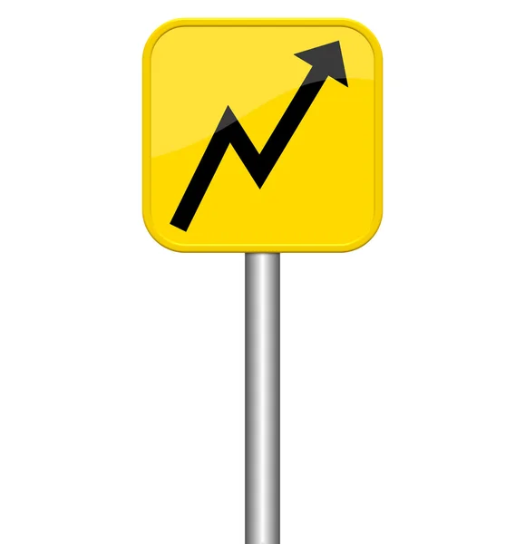 Signo amarillo - Flecha hacia arriba — Foto de Stock