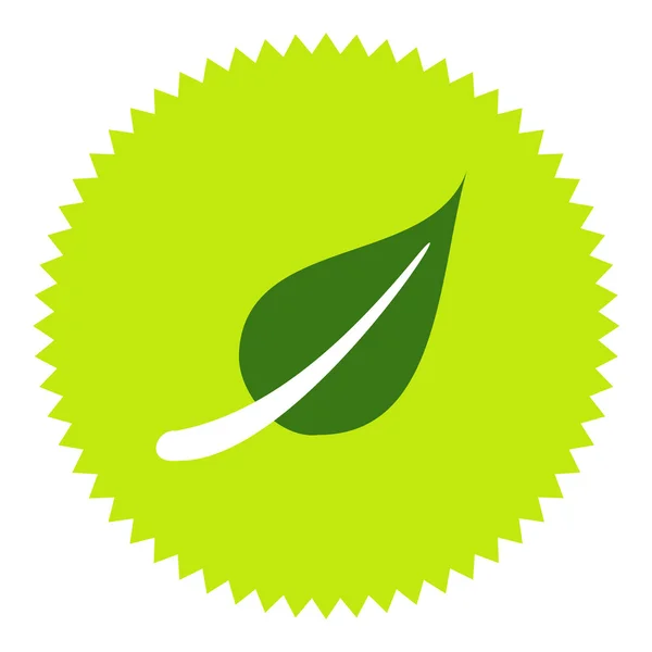 Zielony okrągły przycisk liść ikona — Zdjęcie stockowe