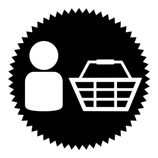 Cesta de botão redondo preto e ícone do cliente — Fotografia de Stock