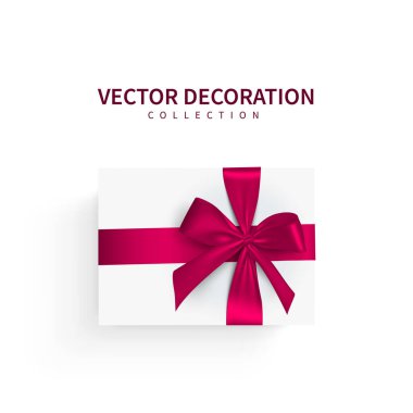 Vektör çizimi, hediye. Kırmızı kurdeleli bir kutlama kutusu..