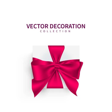 Vektör çizimi, hediye. Kırmızı kurdeleli bir kutlama kutusu..