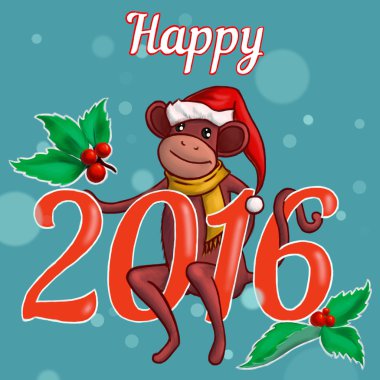 Maymun Çin takvimi ile yeni yıl çizim