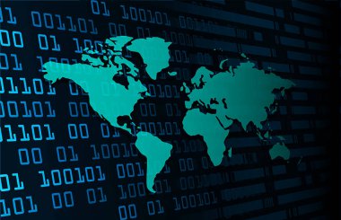 Dünya ikili devre kartı gelecek teknolojisi, mavi hud siber güvenlik kavramı arka planı