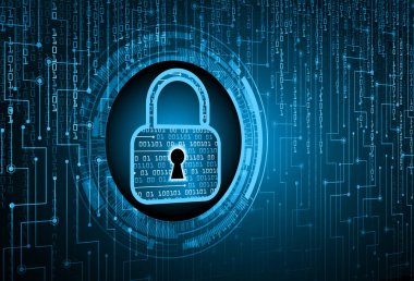 Sayısal arkaplan ve siber güvenlik konusunda kapatılmış asma kilit