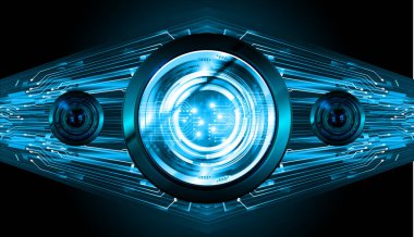 Mavi göz siber devre gelecekteki teknoloji konsepti