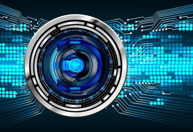 Mavi göz siber devre gelecekteki teknoloji konsepti