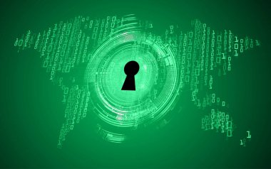 Dünya ikili devre kartı gelecek teknolojisi, mavi hud siber güvenlik kavramı arka planı