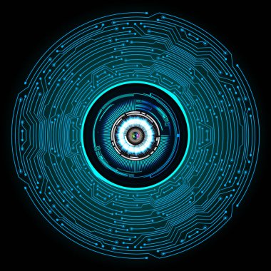 Mavi göz siber devre gelecekteki teknoloji konsepti