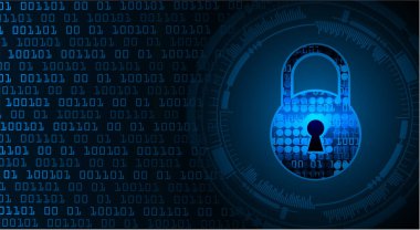 Sayısal arkaplan ve siber güvenlik konusunda kapatılmış asma kilit