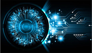 Mavi göz siber devre gelecekteki teknoloji konsepti