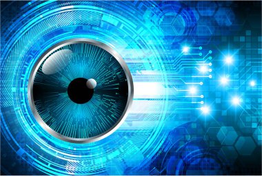 Mavi göz siber devre gelecekteki teknoloji konsepti