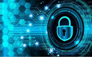 Sayısal arkaplan ve siber güvenlik konusunda kapatılmış asma kilit