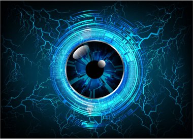 Mavi göz siber devre gelecekteki teknoloji konsepti