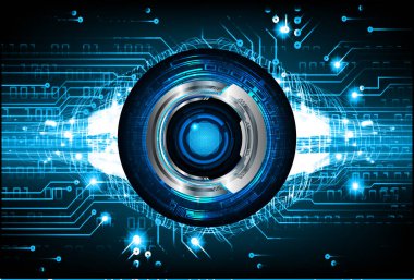 Mavi göz siber devre gelecekteki teknoloji konsepti