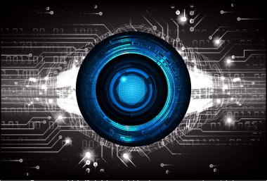 Mavi göz siber devre gelecekteki teknoloji konsepti