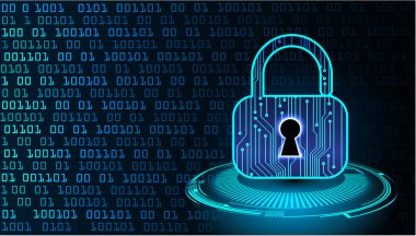 Sayısal arkaplan ve siber güvenlik konusunda kapatılmış asma kilit