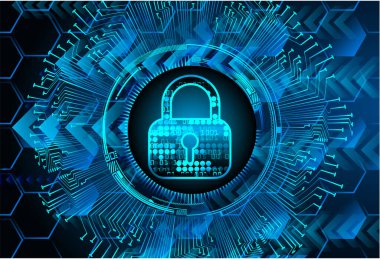 Sayısal arkaplan ve siber güvenlik konusunda kapatılmış asma kilit