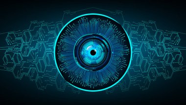 Mavi göz siber devre gelecekteki teknoloji konsepti