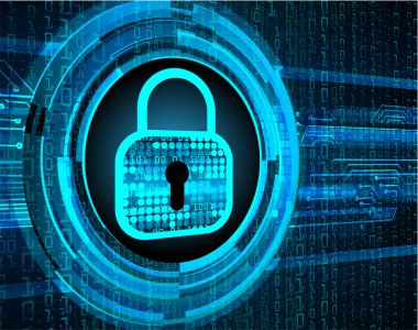 Sayısal arkaplan ve siber güvenlik konusunda kapatılmış asma kilit