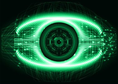 Mavi göz siber devre gelecekteki teknoloji konsepti