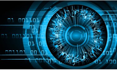 Mavi göz siber devre gelecekteki teknoloji konsepti